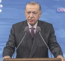  ??  ?? President Recep Tayyip Erdoğan speaks at the Beştepe National Congress and Cultural Center in Ankara, Oct. 6, 2020.
AA
