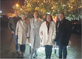  ?? ?? BELOW - Maura Caplice, chairperso­n, Kilworth Community Council, Sarah O’Brien, member of Christmas Lights Committee with owners of The One Stop Home Store, John and Maura Caplice, Tom and Fiona Downes.