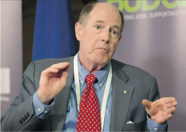  ?? GREG SOUTHAM/EDMONTON JOURNAL ?? Former Bank of Canada governor David Dodge makes a strong argument Tuesday for Alberta toll roads, but it appears the NDP government thinks the political cost would be too high, writes David Staples.
