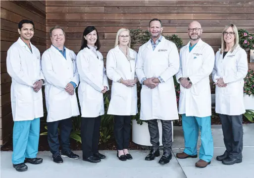  ?? ?? Montage Medical Group’s urology team: (from left) Harsha Mittakanti, MD; Jon Soble, MD; Rebecca Singh, NP; Kyla Velaer, MD; Evan Rosen, MD; Craig Stauffer, MD; and Jennifer Panning, NP