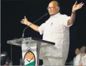  ?? SATISH BATE/HT FILE ?? NCP president Sharad Pawar addresses a campaign rally for party candidate Vijaysinh Pandit at Gavrai in Beed, Maharashtr­a, on October 12.