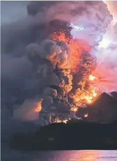  ?? ?? Mount Ruang’s eruption led to the closure of Sam Ratulangi Internatio­nal Airport in Manado city. — AFP photo