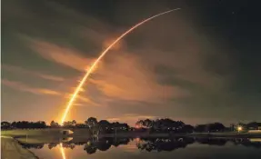  ?? TIM SHORTT/USA TODAY NETWORK ?? A time exposure from Viera, Fla., of Odysseus, the lunar lander, on the IM-1 mission to the surface of the moon.