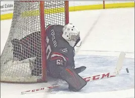  ?? TC MEDIA PHOTO ?? Matthew Forslund stopped 28 shots Saturday to backstop the Bearcats to a 2- 1 shootout win against the Summerside Western Capitals.