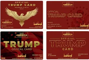  ?? SAVE AMERICA PAC ?? Former United States president Donald Trump wants his supporters to carry ‘‘Trump cards’’.