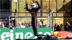  ??  ?? Verstappen now has a three point lead in the overall standings with seven races to go