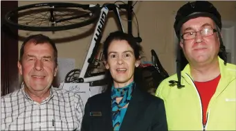  ??  ?? Paul Hannon and Paddy O’Hanlon of Castle Wheelers with Susan Crosbie, Bank of Ireland.