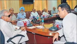  ?? HT PHOTO ?? Chief minister Bhupinder Singh Hooda presiding over the cabinet meeting in Chandigarh on Wednesday.