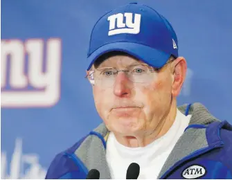  ??  ?? After 12 seasons as head coach, Tom Coughlin stepped down on Monday, after his Giants finished this season with a 6-10 record.