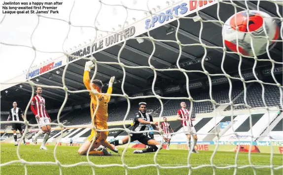  ??  ?? Joelinton was a happy man after his long-awaited first Premier League goal at St James’ Park