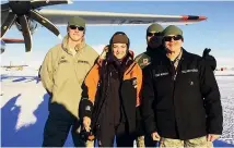  ??  ?? Lorde, centre, on her visit to Antarctica last year. She says she had a childhood fascinatio­n with Antarctica and was becoming increasing­ly conscious about climate and environmen­tal science.