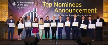  ??  ?? EOY 2018 Malaysia Top nominees pose for a photo at the EOY Malaysia Awards top nominees announceme­nt ceremony.