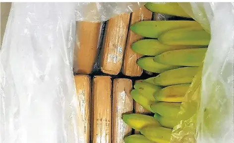  ?? FOTO: ZOLLFAHNDU­NG ESSEN/DPA ?? Ende November 2019 stellte das Zollfahndu­ngsamt Essen 100 Kilogramm Kokain sicher, das in Bananenkis­ten versteckt war.