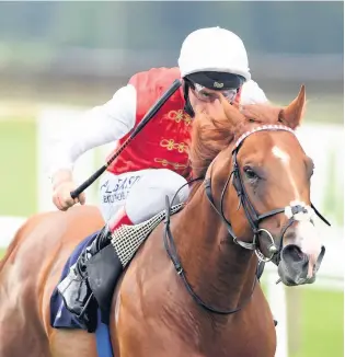  ?? PICTURES: Bill Sewlwyn/pool via Getty Images ?? Bright Armor ridden by Adam Kirby wins the attheraces.com Maiden Auction Stakes at Bath on Tuesday