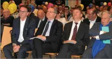  ??  ?? Le maire de Rodez Christian Teyssèdre avec Christian Teyssèdre avec Richard Ferrand et Philippe Folliot puis Jacques Mézard