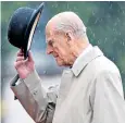  ??  ?? Final public duty: Prince Philip in the rain