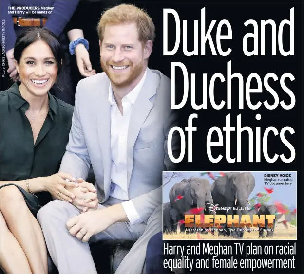  ??  ?? THE PRODUCERS Meghan and Harry will be hands on
DISNEY VOICE Meghan narrated TV documentar­y