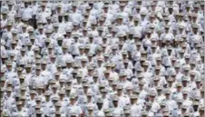  ??  ?? West Point cadets listen to Vice President Mike Pence speak during graduation ceremonies at the U.S. Military Academy Saturday.