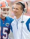  ?? PHIL SANDLIN/AP ?? Former Florida QB Tim Tebow loves Urban Meyer, but Gators fans don’t share that feeling.