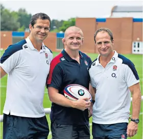  ??  ?? History lesson: Former coaches Andy Farrell, Graham Rowntree and Mike Catt