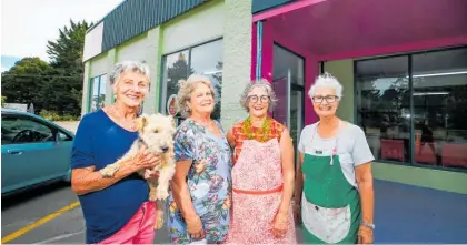  ?? Photo / Paul Taylor ?? June Rough with Wilson (left), Taradale Pottery Group president Christine Heaney, Caryl McKirdy and Ann Craig at the reopening of the group’s clubrooms more than a year on from Cyclone Gabrielle.