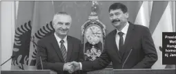  ??  ?? Presidenti Ilir Meta, në Hungari me homologun e tij Janos Ader