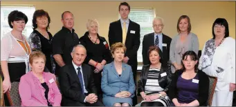  ??  ?? Former President Mary McAleese and her husband Dr Martin McAleese with directors and staff members during her visit to the Killorglin Family Resource Centre.