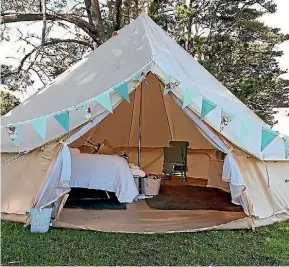  ??  ?? The bell tent has everything a boutique hotel would offer.