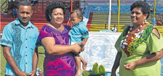  ?? Photo: Nacanieli Tuilevuka ?? Apisai Rokoduna, Amelia Rokoduna, Kinijoji Sovakiwai (grandson) and Merewalesi Tokailagi at Subrail Park in Labasa on June 13, 2018.