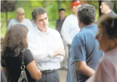  ?? MICHAELKUB­EL/THE MORNING CALL ?? U.S. Rep. Mike Fitzpatric­k holds a town hall meeting at the Silver Creek Athletic Associatio­n in Springtown in 2011. Fitzpatric­k died of cancer in January.