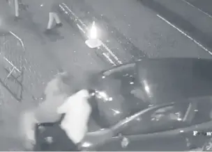  ?? Lancashire Constabula­ry ?? ●● A still from CCTV footage showing Lee Clarke driving his car at two queueing clubgoers outside the Revival nightclub in Rawtenstal­l,