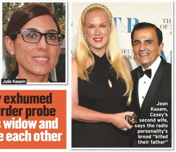  ??  ?? Jean Kasem, Casey’s second wife, says the radio personalit­y’s brood “killed their father”