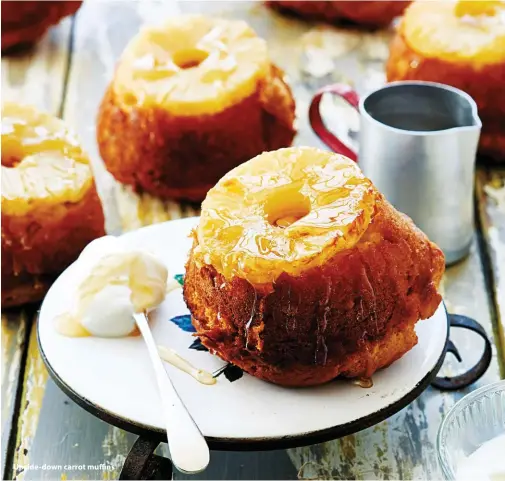  ??  ?? Upside-down carrot muffins