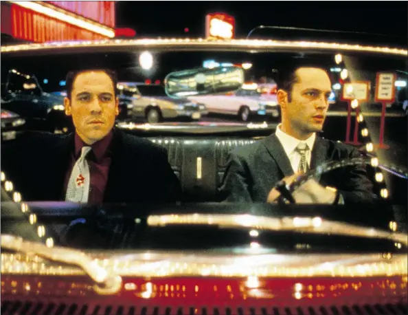  ?? — MIRAMAX FILMS FILES ?? Jon Favreau, left, and Vince Vaughn take the scenic route to Las Vegas in Swingers.