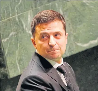  ?? /Reuters ?? The biggest stage: Ukraine President Volodymyr Zelensky waits to address the 74th session of the UN General Assembly in New York City on September 25.