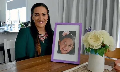  ?? DANIELLE CLENT/ STUFF ?? Te Atatu¯ Peninsula resident Sophia Perera has organised Valentina’s Purple Hope Day to honour her daughter’s memory on the third anniversar­y of her death.