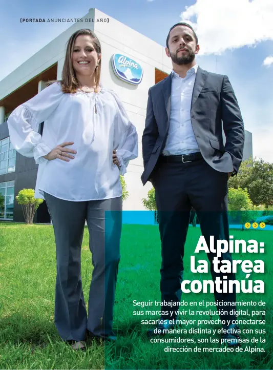  ??  ?? Diana Wiest Candamil, directora de medios digitales y marca, y Alejandro Mojica Ante, director de categoría de Alpina.