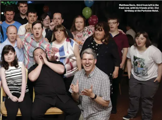  ??  ?? Matthew Davis, third from left in the front row, with his friends at his 21st birthday at the Parkview Hotel.