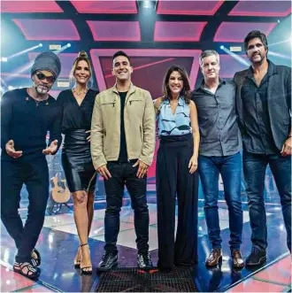  ??  ?? Carlinhos Brown, Ivete, André Marques, Thalita Rebouças e Victor & Léo no ‘The Voice Kids’