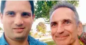  ??  ?? Jon O’Neill, right, poses with World War II historian Justin Taylan for a selfie in De Land, Fla. The photo was shared by Justin Taylan a year ago. — Agencies