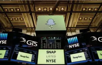  ?? DREW ANGERER/GETTY IMAGES FILE PHOTO ?? Snap said fourth-quarter sales jumped 72 per cent to $285.7 million (U.S.), beating the $252.8-million projection.