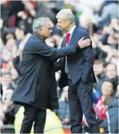  ??  ?? Jose Mourinho(left) with outgoing Arsenal manager Arsene Wenger boss yesterday.
