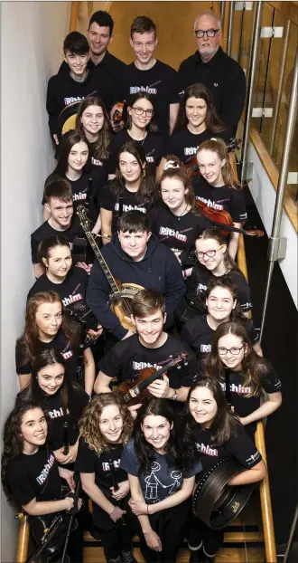  ??  ?? ‘Rithim’ ensemble with their mentors Tim Doyle, Gerry O’Donnell and Rachel Duffy.