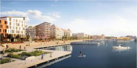  ?? Bild: ILLUSTARTI­ON/MADE-UP ?? KAJSTRÅKET. Behovet av stadsutvec­kling och bostäder i Varberg är stort. På bilden visas en inspiratio­nsbild av hur kajstråket i nya stadsdelen Västerport kan komma att se ut.