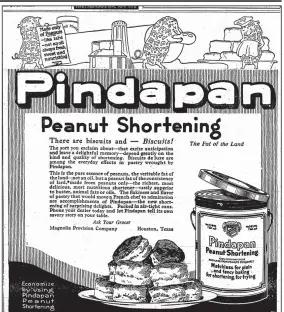  ?? Arkansas Democrat-Gazette ?? Ad for Pindapan peanut shortening from the Sept. 2, 1919, Arkansas Democrat