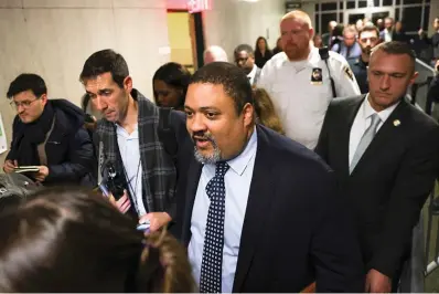  ?? (AP Photo/Julia Nikhinson) ?? Manhattan District Attorney Alvin Bragg exits the courtroom Tuesday after the jury found the Trump Organizati­on guilty on all counts in a criminal tax fraud case in New York.