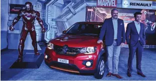  ??  ?? Sumit Sawhney, MD and CEO, Renault India with Abhishek Maheshwari, country head, Disney India at the launch in Delhi