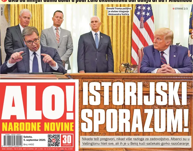  ??  ?? Donald Tramp pažljivo je slušao izlaganje Aleksandra Vučića