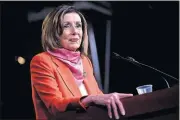  ?? ASSOCIATED PRESS] ?? House Speaker Nancy Pelosi of Calif., takes a question from a reporter, April 24, during a news conference on Capitol Hill in Washington. [ANDREW HARNIK/ THE