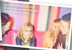  ??  ?? Fans speculated that this photo was a secret message from Britney to Justin